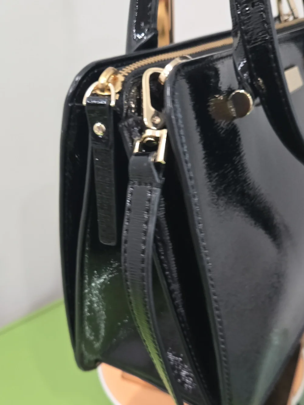 Kate Spade Bixby Place Black Patent Satchel with Gold Hardware and Wallet